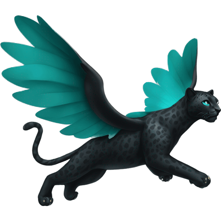 winged black leopard with turquoise eyes flying emoji