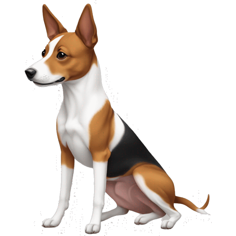 Tricolor Basenji full-length dog sideways emoji