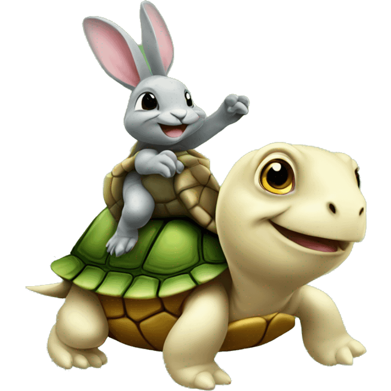 Turtle riding a rabbit emoji