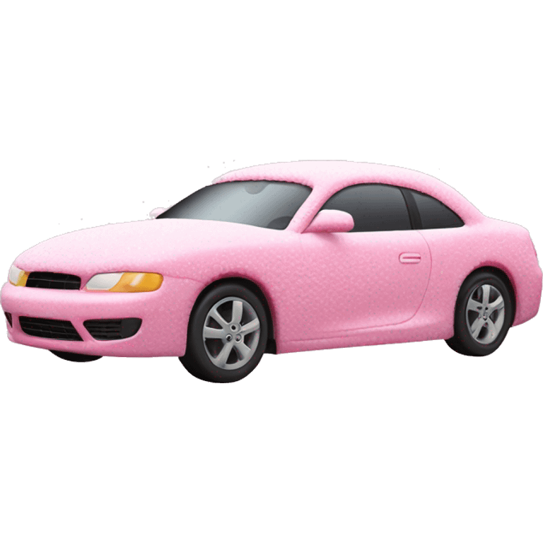 car covered in pink wash foam emoji