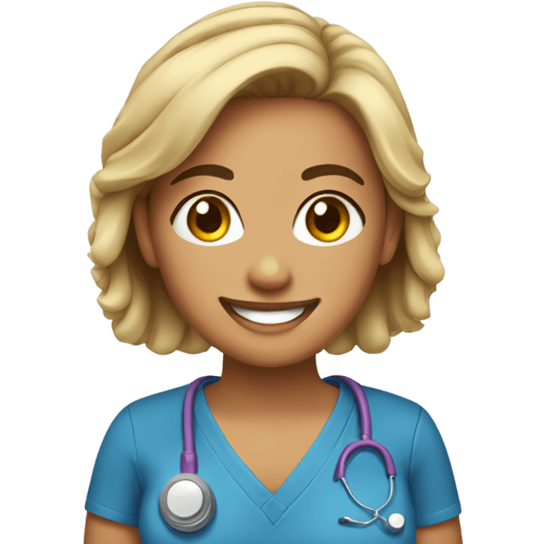 smiling girl with earrings in scrubs emoji