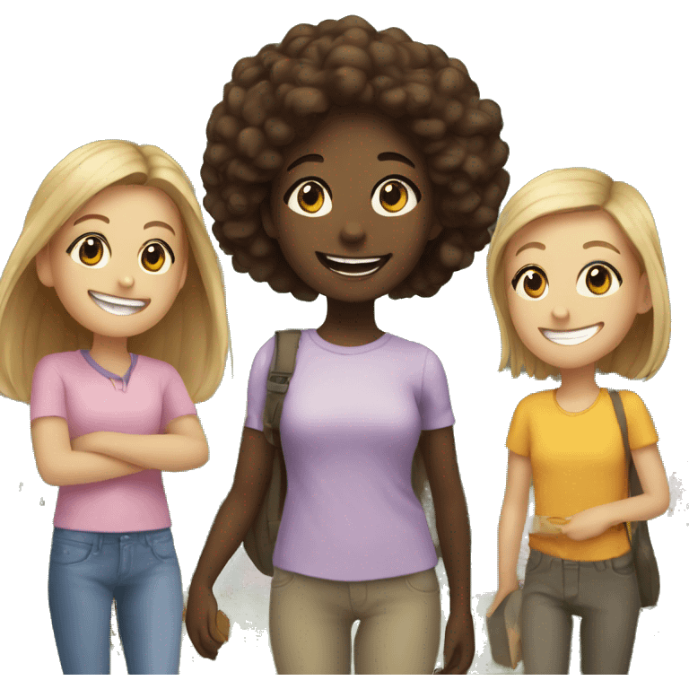 girl smiling outdoors with friends emoji