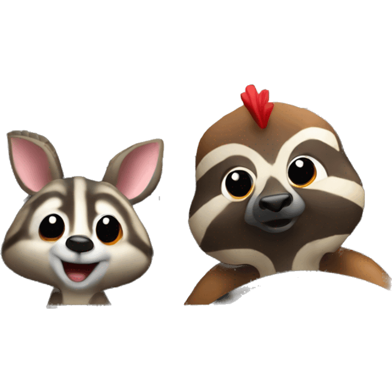 Turkey deer and raccoon riding in car emoji