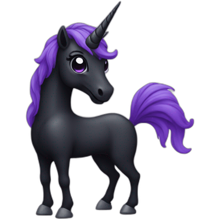 Spooky black unicorn with purple emoji