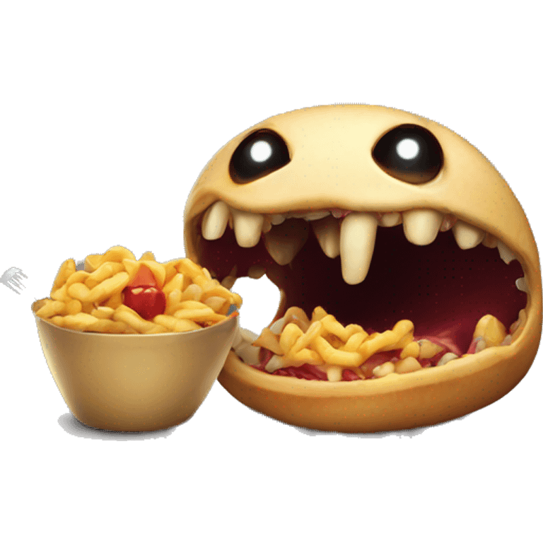 evil human chomping on food emoji