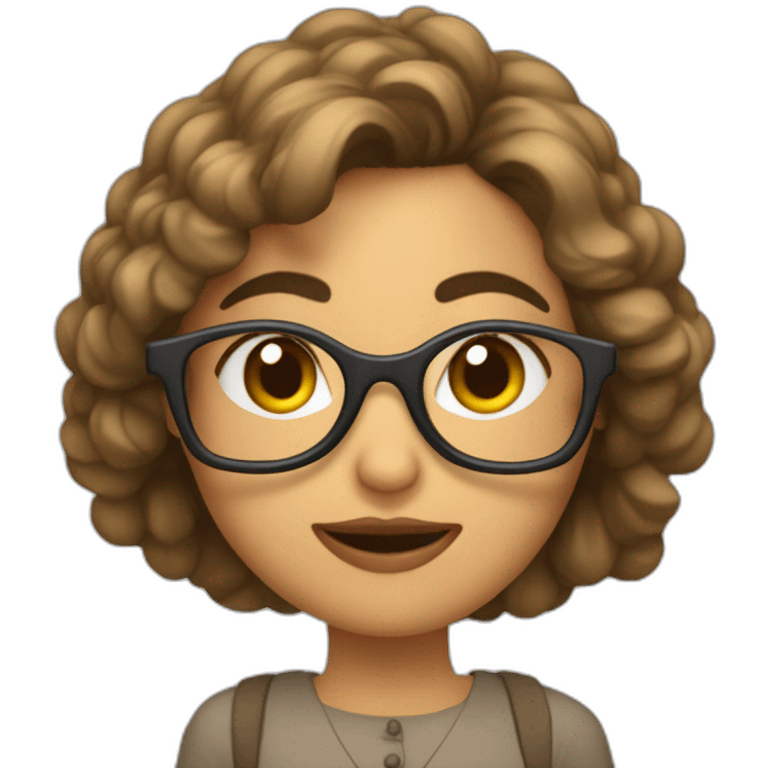 maestra morena con gafas y pelo a media melena emoji