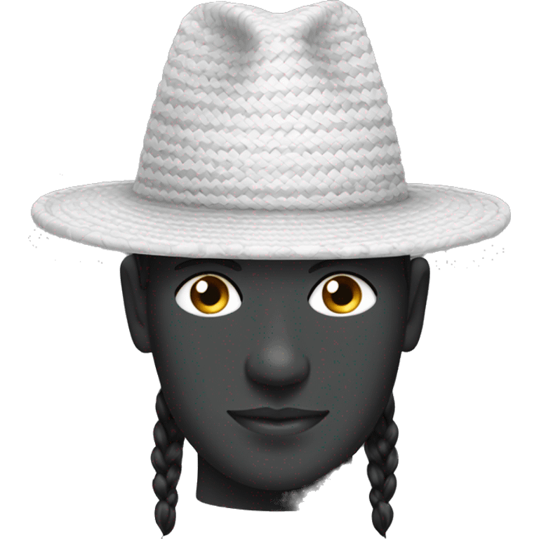 Traditional black-and-white woven hat. emoji