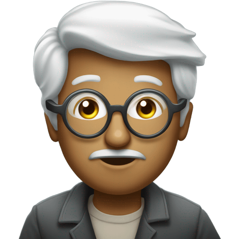 Astronomer with glasses pushed up on his forehead bending over to look through huge telescope emoji