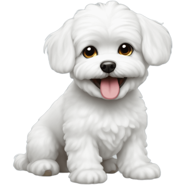 White bichon maltese smiling emoji