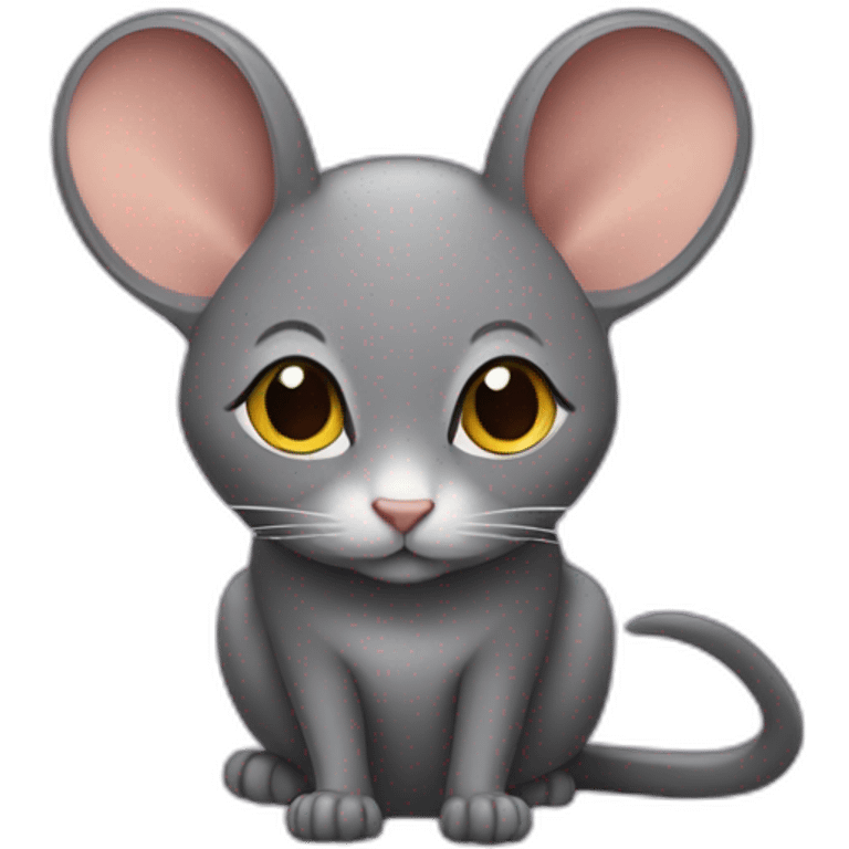 Une souris sur le dos d'un chat emoji