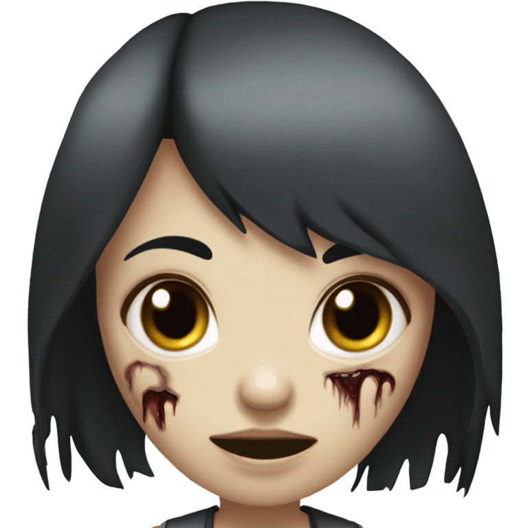 Generate a zombie girl with black hair and bangs   emoji