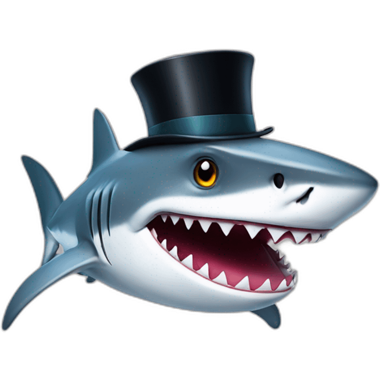 Shark with a top hat emoji