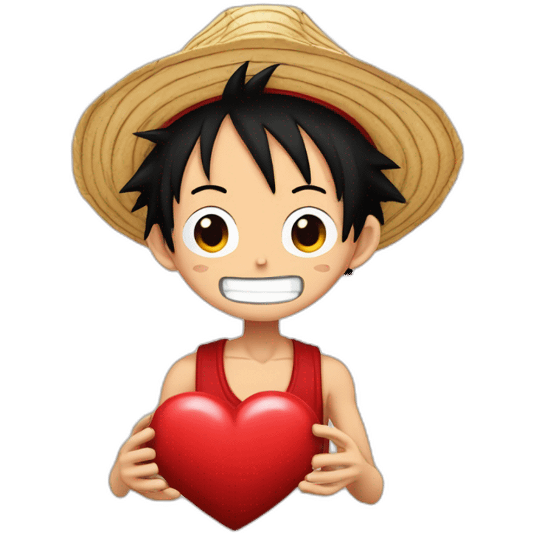 monkey luffy hearts arround him emoji