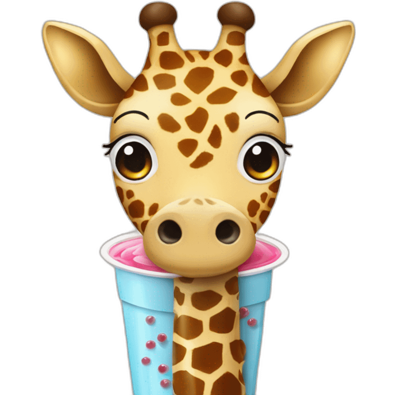 Giraffe mit bubble tea emoji