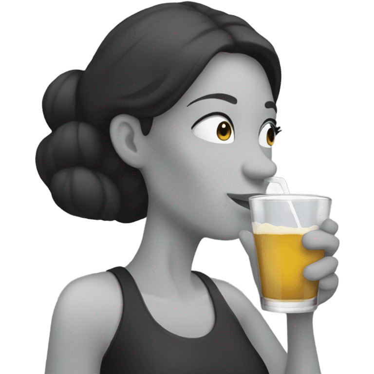 Woman sipping on alcoholic drink  emoji