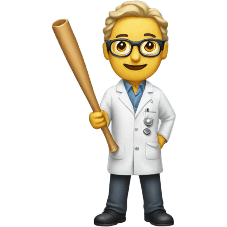 scientist holding baseball bat tubes emoji