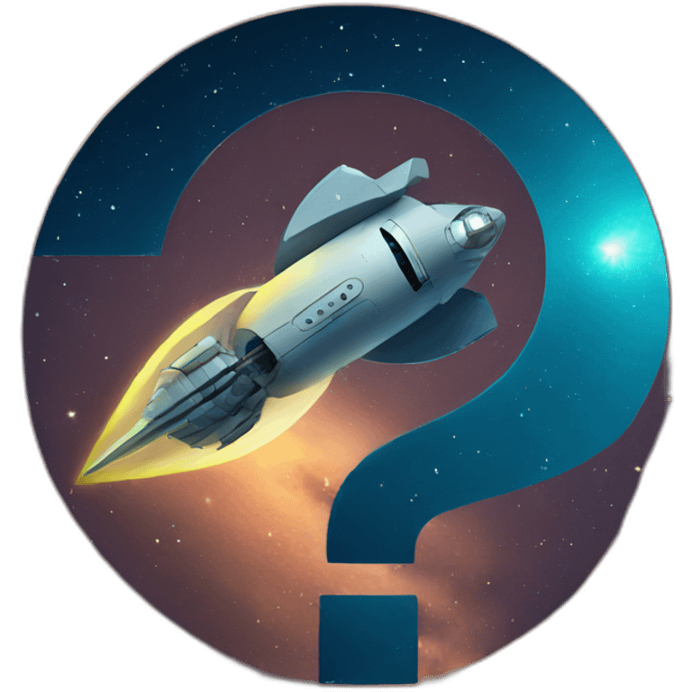 Question mark with spaceship texture emoji