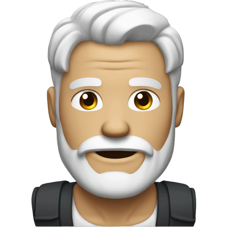 Guy with muscly torso with white hair and beard curling  emoji