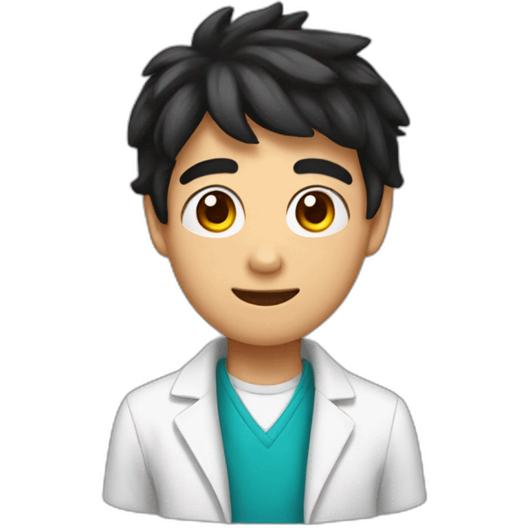 chemistry boy with black hair and his instumants on his hand emoji