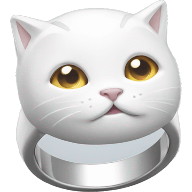 Cat white a ring emoji