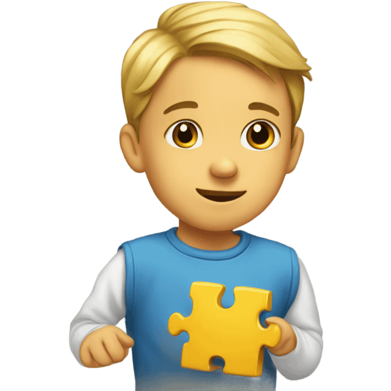 a child with a puzzle in his hands emoji