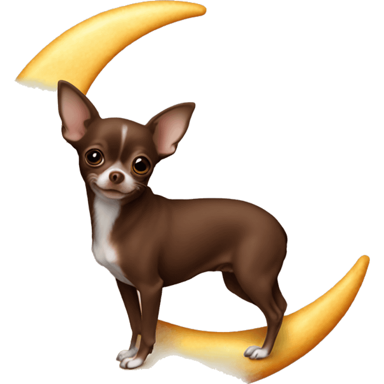 A chocolate-coloured Chihuahua on the moon  emoji