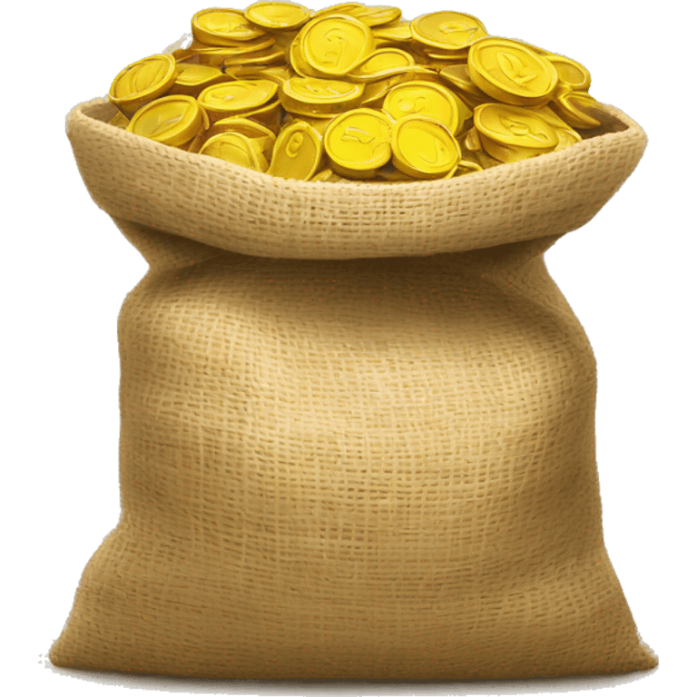 old open jute bag full of coins emoji