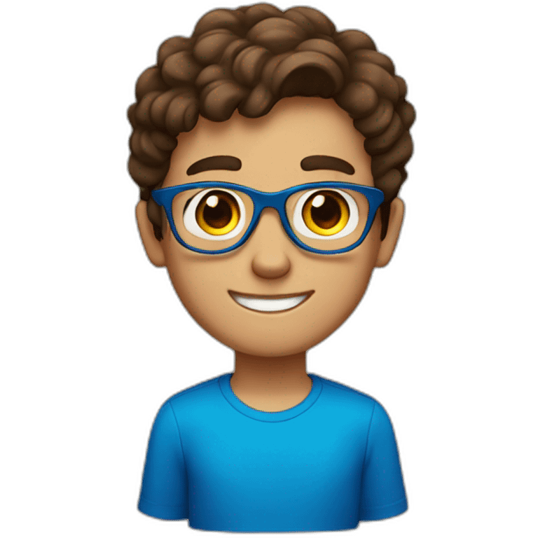 Brown haired boy with blue glasses emoji