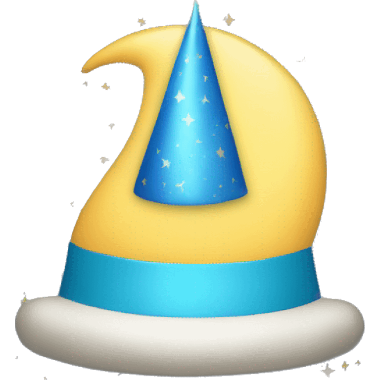 blue birthday hat with moon pattern emoji