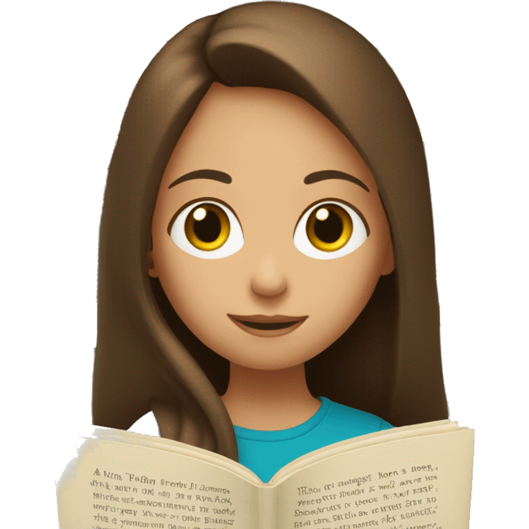 A girl with long brown hair reading a book emoji