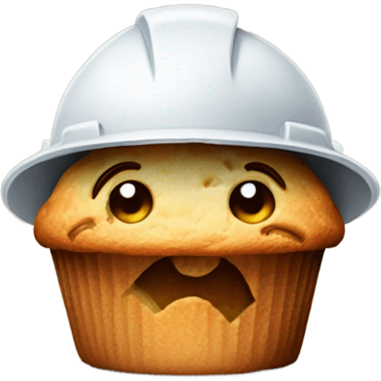 Muffin wearing construction hat emoji