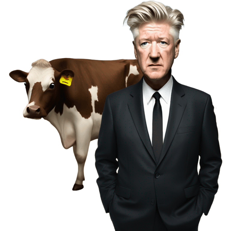 David Lynch with a cow emoji