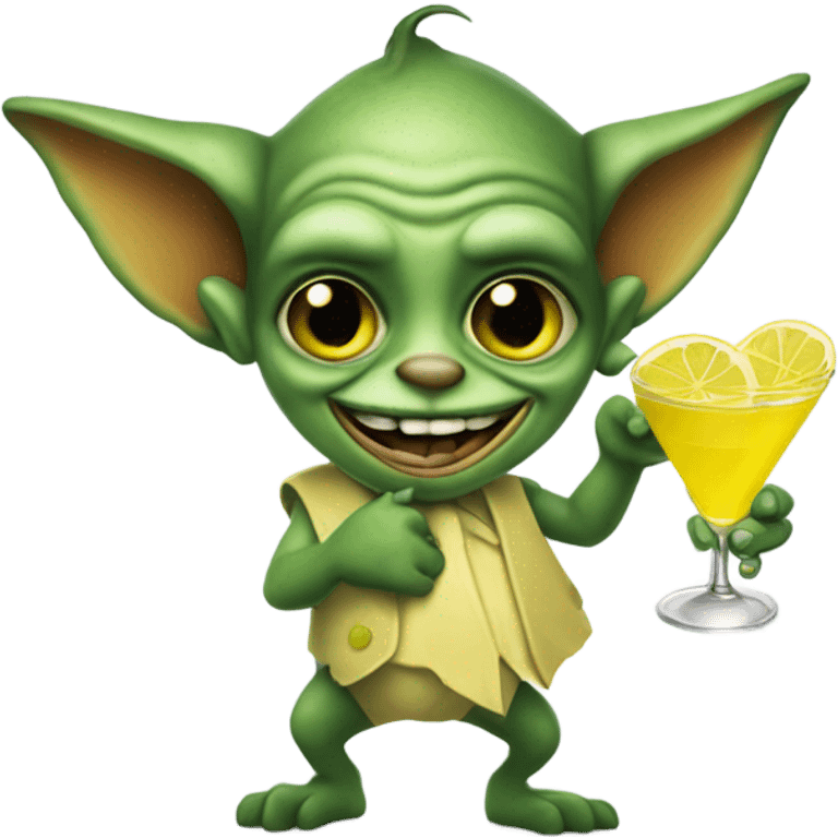 A gremlin holding a martini glass emoji