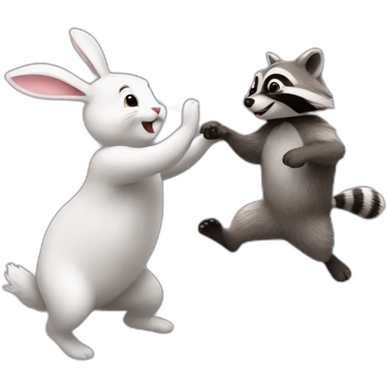 bunny dancing with raccoon emoji