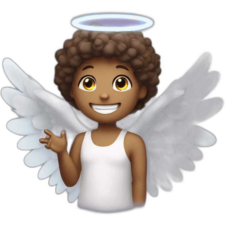 Angel with halo with cheeky smile emoji