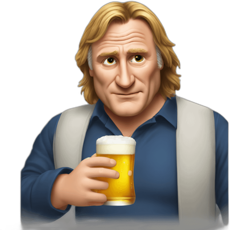 Gerard Depardieu drink a beer emoji