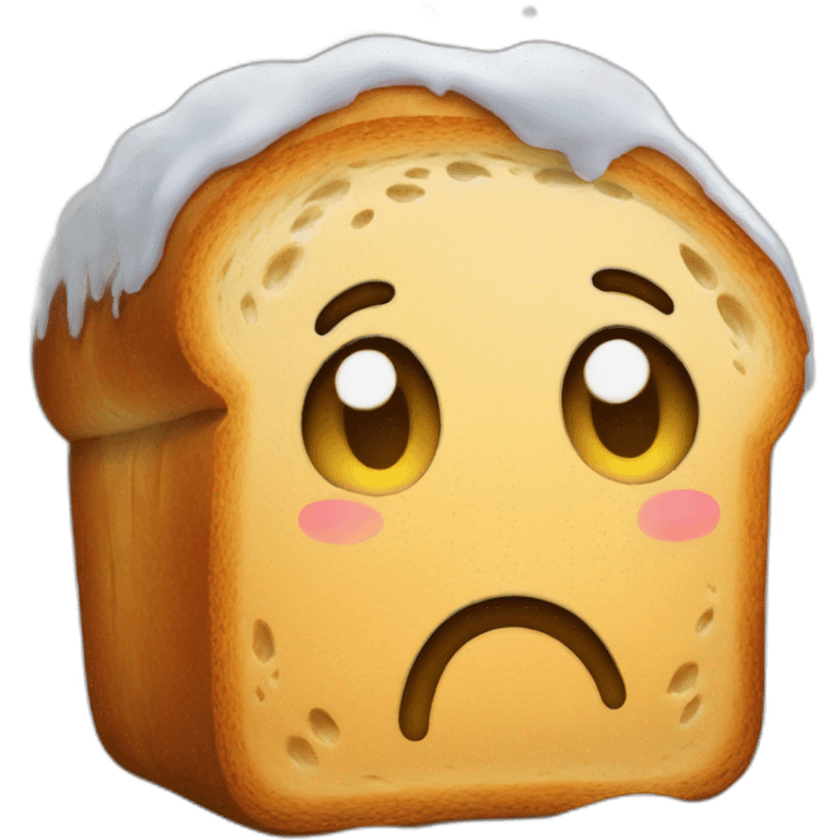 A loaf of sad bread on snow and emoji  emoji