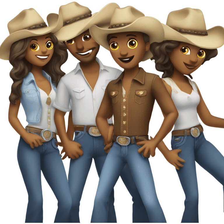 Line dancing cowboy hats emoji