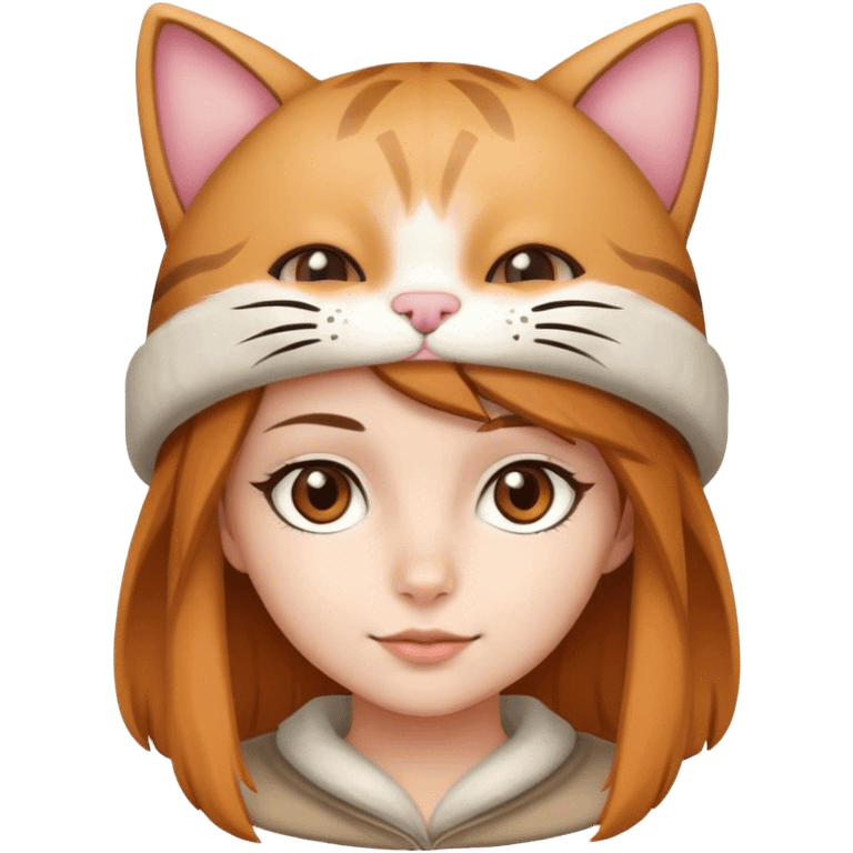 girl with brown eyes cat hat emoji