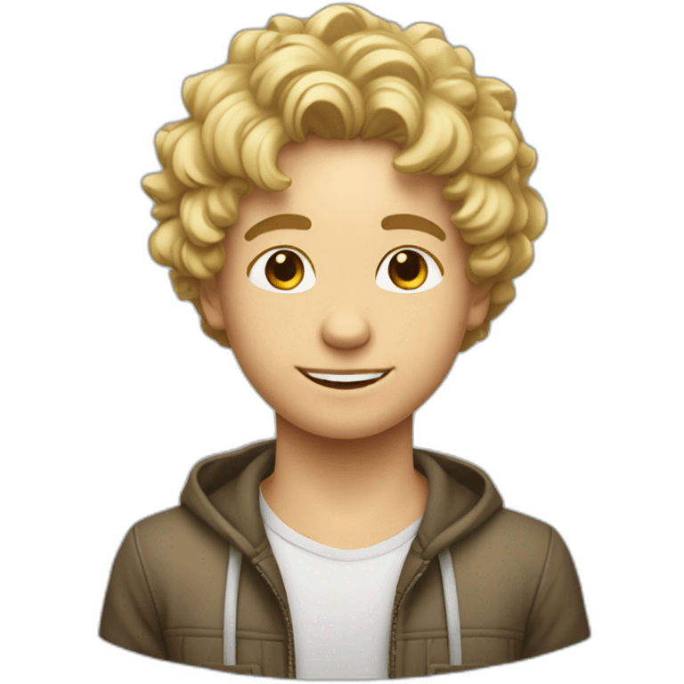 Garçon ado blond avec les cheveux bouclés emoji