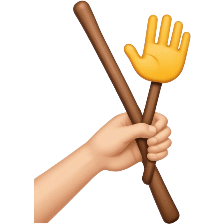 Hand holding Woodstick emoji