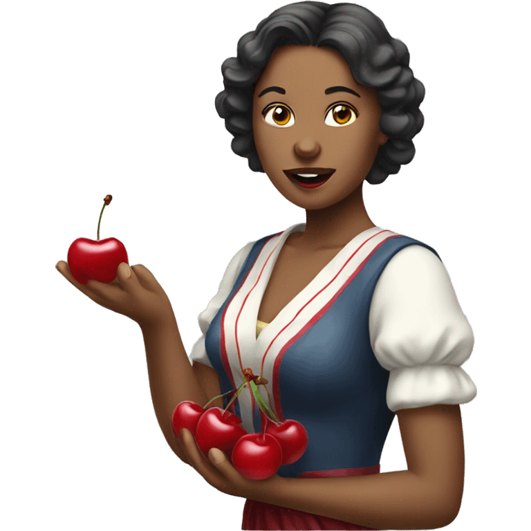 Beautiful lady eating cherry  emoji