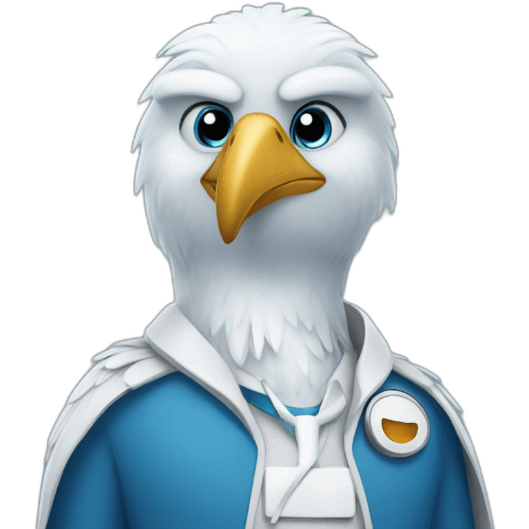 Dr_Adler is a blue anthropomorphic eagle emoji