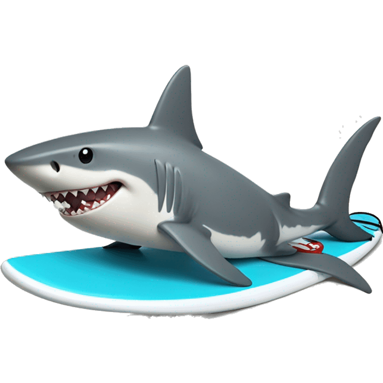 shark on a surfboard with a gun emoji