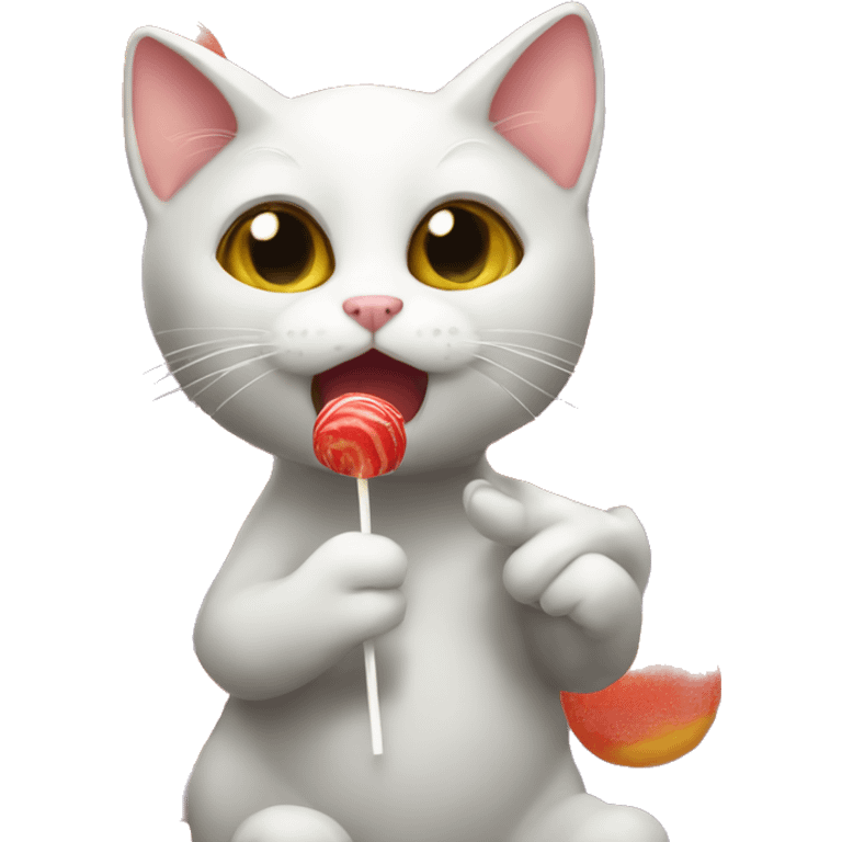 Cat eating lolipop emoji