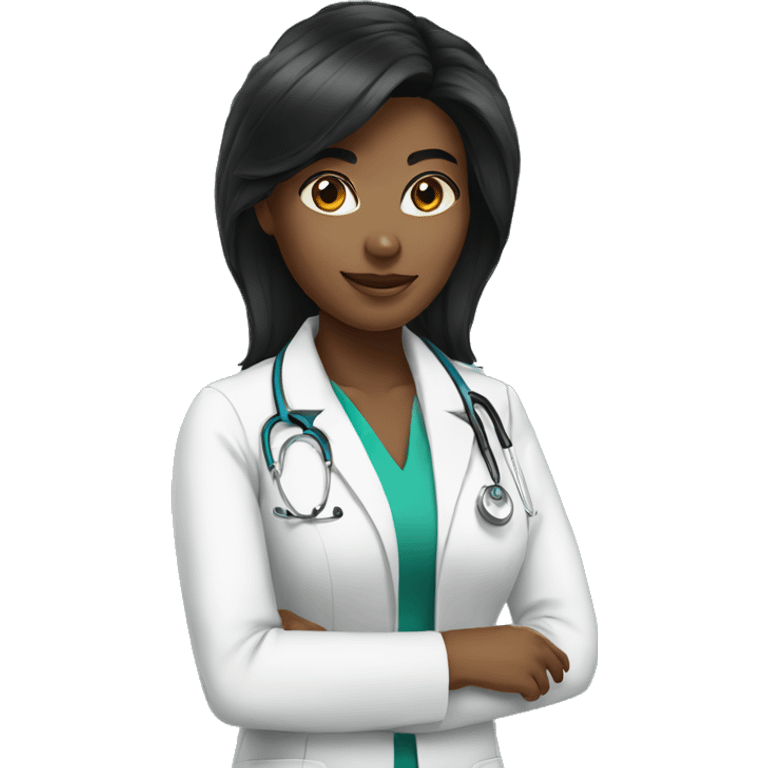 black hair female doctor emoji