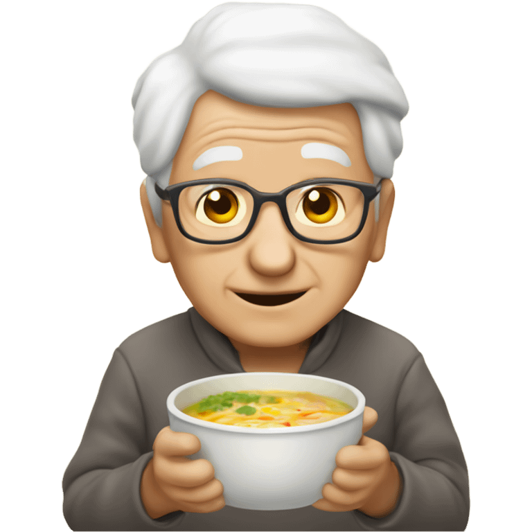 An old person making chicken ￼soup emoji