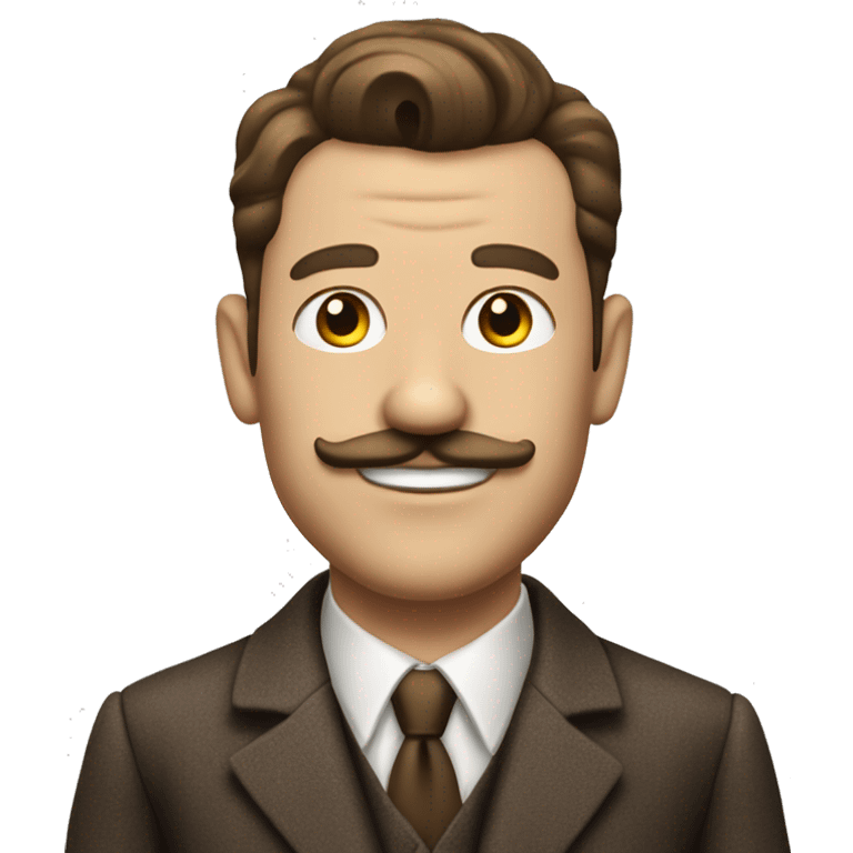 A man that looks like a 1930s spiv and a little moustache brown hair suit with garlic emoji