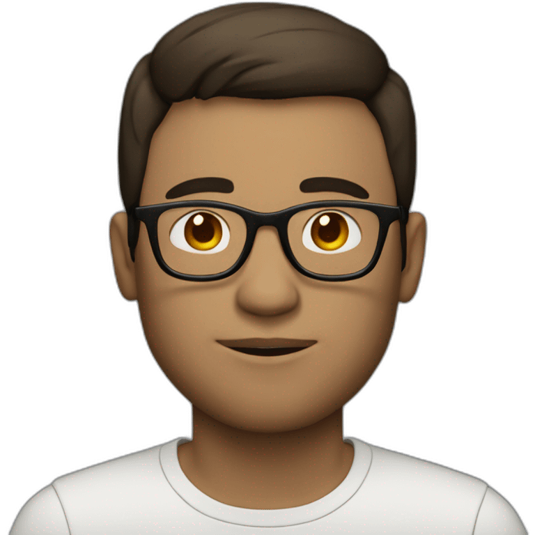 man with laptop in front, round glasses, pale skin and dark brown hair emoji