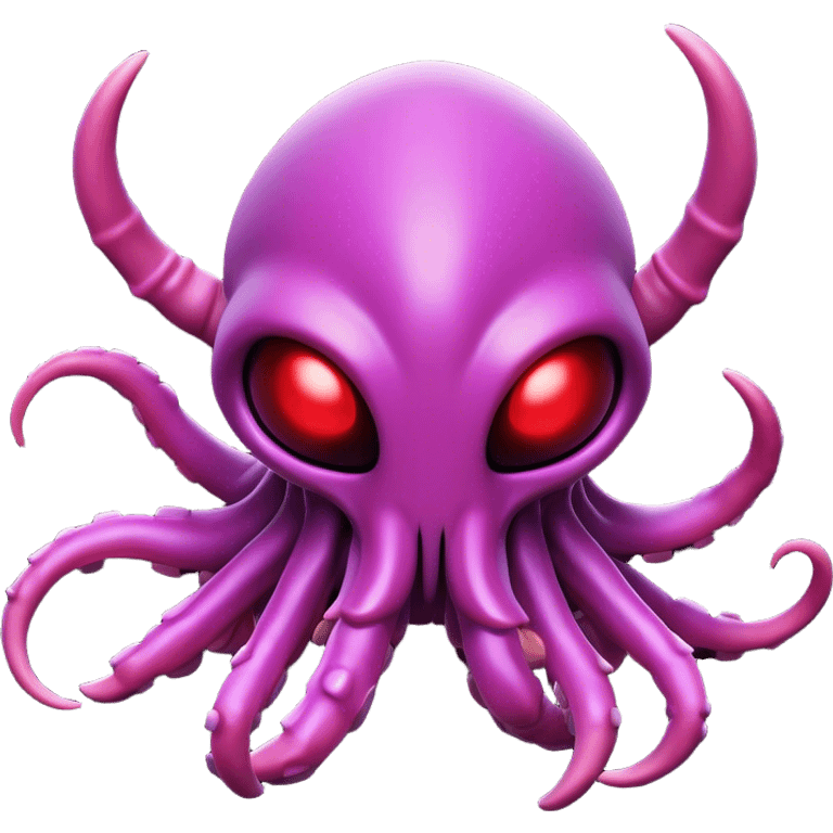 Clash of Clans aesthetic: Cinematic Playful Zerg Alien Emoji, rendered in a 3D vector-style similar to standard emojis with minimal shading and bold, simplified shapes. A compact, isometric, otherworldly creature with insectoid, organic details and subtle, eerie tentacles, softly glowing with a sinister alien charm. Simplified yet unmistakably iconic, highly detailed and consistent, glowing with a soft, spectral radiance and high shine. Stylized with a touch of bio-engineered mischief and a soft glowing outline, capturing the essence of a fearsome extraterrestrial menace with a playful twist! emoji